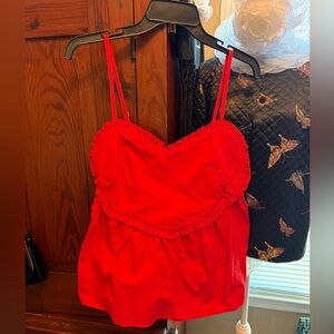 love on a hanger Red Ruffled Heart-Neck Tank Top